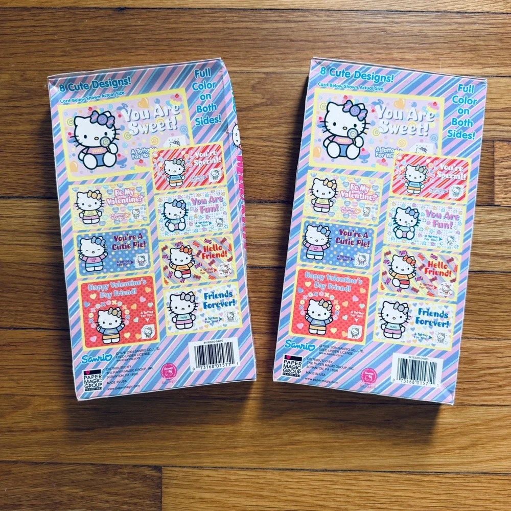 Hello Kitty Sanrio Vintage 2004 Valentines Cards Tattoos 2pk. 30ct. Boxes Sealed